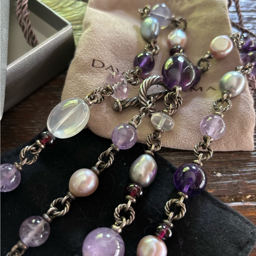 David Yurman Purple and Silver Necklace